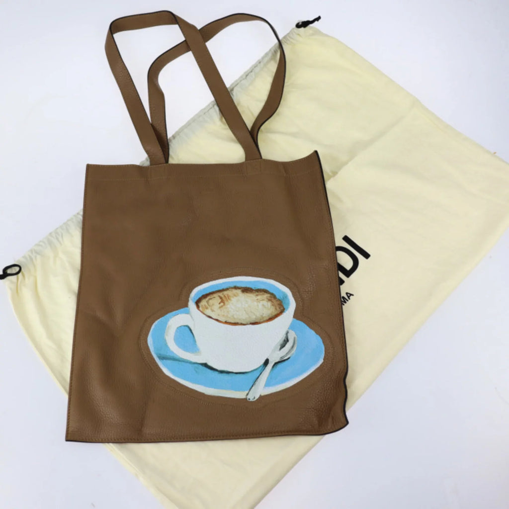 7VA426 Coffee Series Bag Pattern Leather (Like FENDI New) Pre-Owned Brown Tote Cup Fendi Shoulder