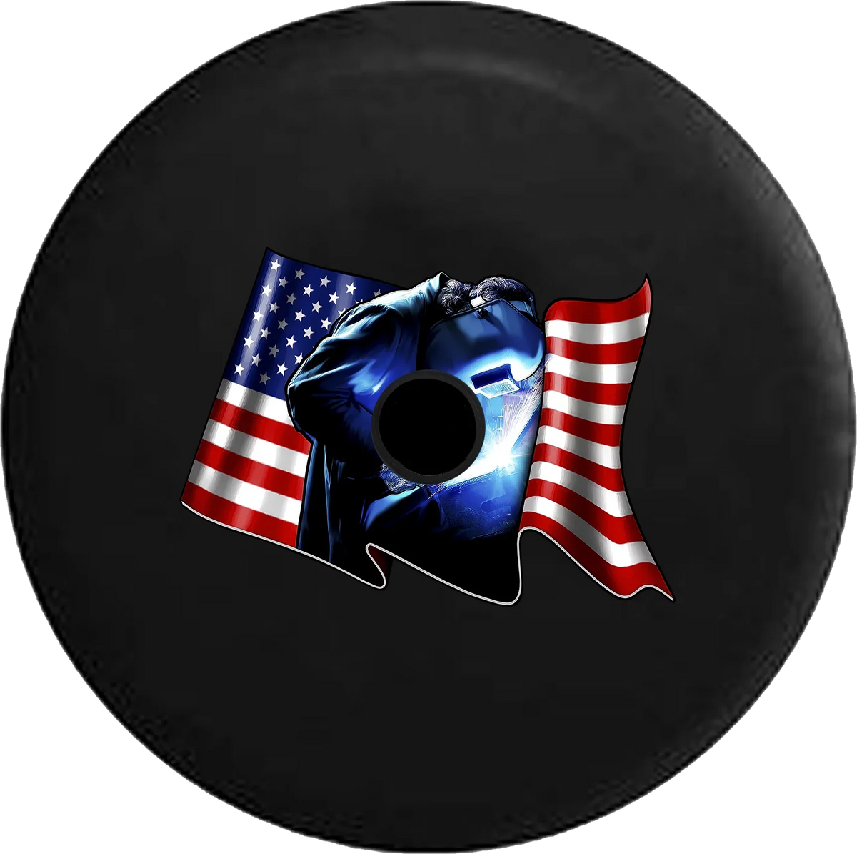 Inch American 2019 Tire Cover Wrangler Worker Jeep 2018 for 32 Spare Backup Waving Welder RV JL Flag Camera Iron