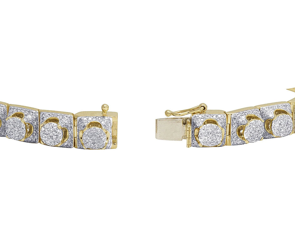 Cluster Gold Diamond 8MM Yellow 8.5" 6.6 Bracelet Men's 10K CT