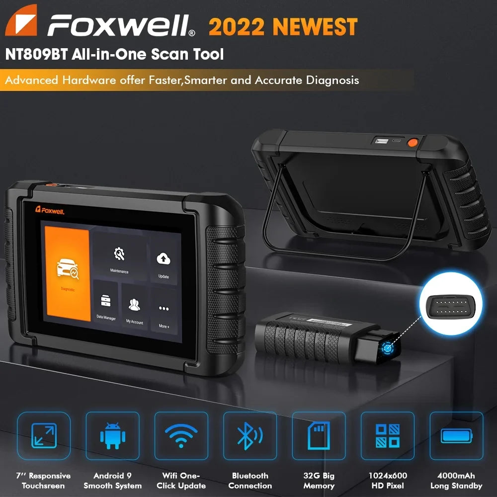 Control NT809BT Scanner Advanced Tool Active Car Foxwell Bi-directional Automotive Services Scanner Scan Code OBD2 Maintenance Auto 30 Scanner OBDI Reader Bluetooth Analyzer Diagnostic Automotive Test