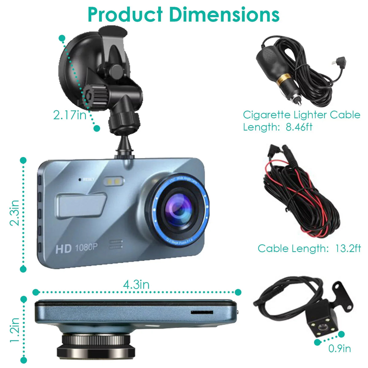 Parking Cam iMounTEK Dash Rear Angle,G-Sensor, and Car Monitor&G-Sensor, Dash 4.5" Camera with 70° Front Super Dual Wide