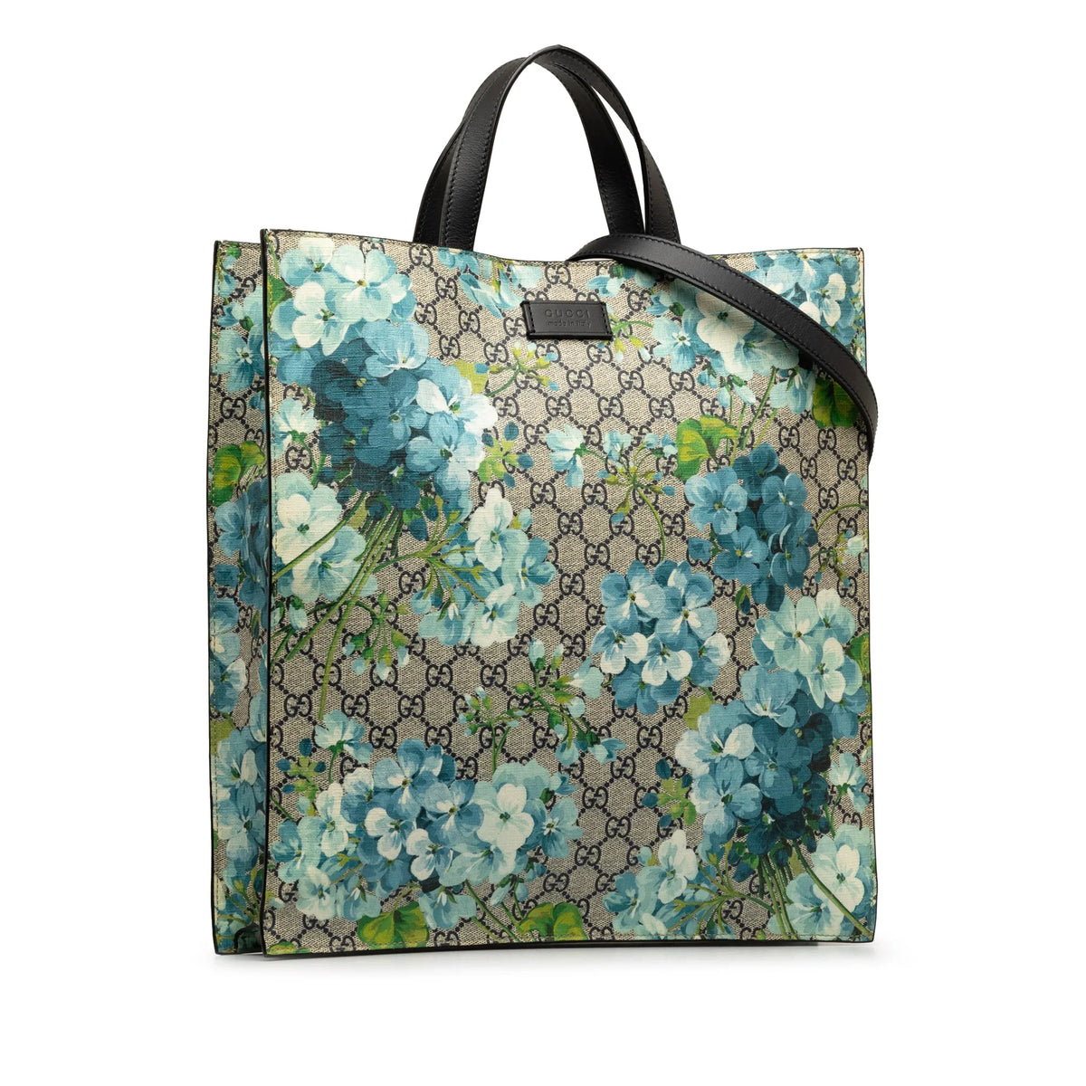 Gucci Soft (Good) Tote Authenticated Satchel Blue GG Convertible Blooms Coated Pre-Owned Unisex Supreme Fabric Canvas