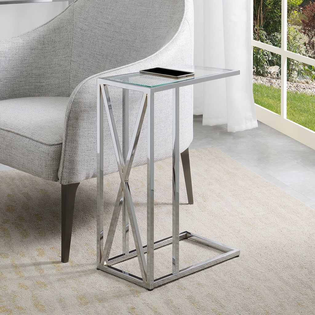 Chrome End Chrome Oxford Convenience in C Frame Concepts Table Glass Glass &