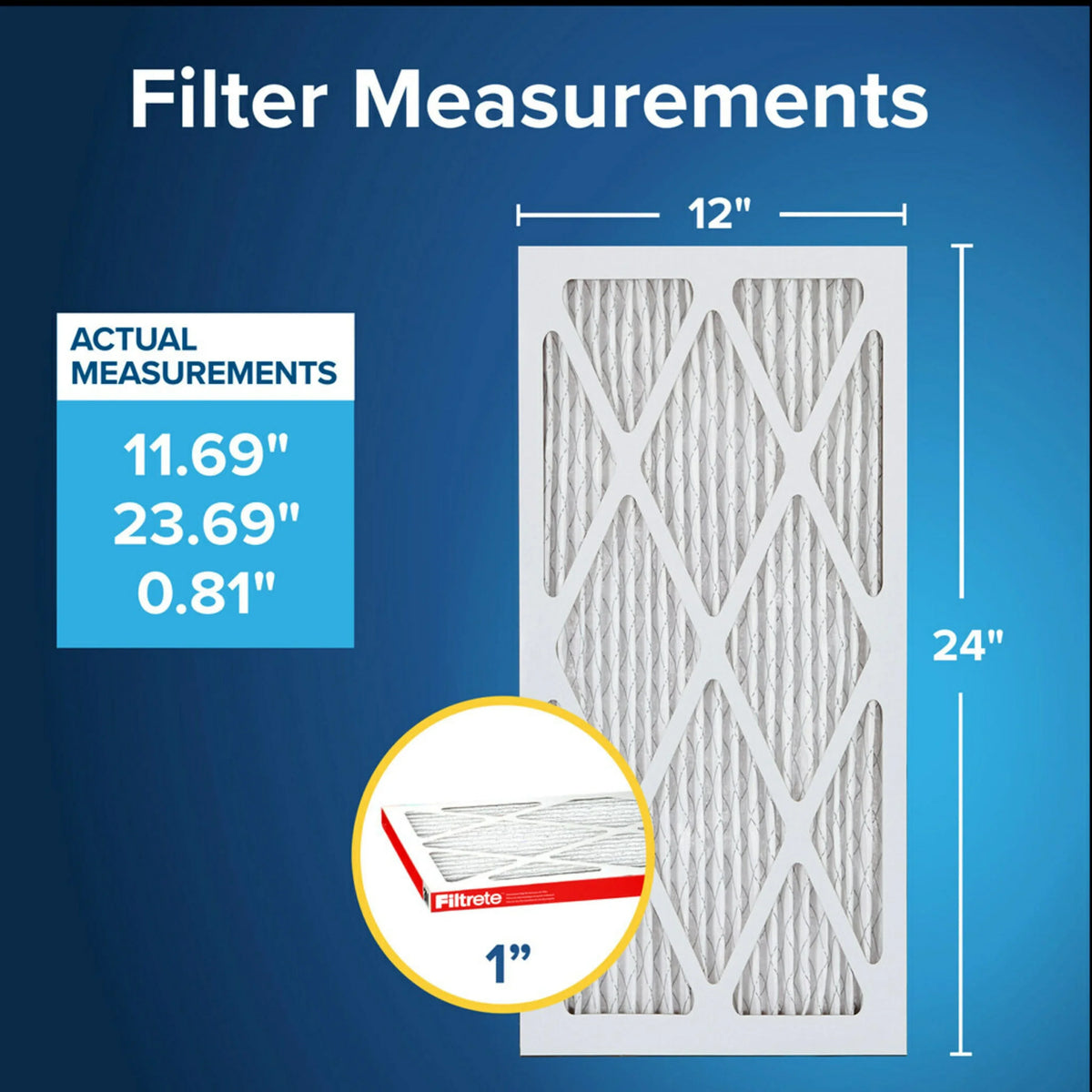 Allergen 1000 12x24x1 Defense, MERV 11, Filtrete Filters MPR Air Filter, 4