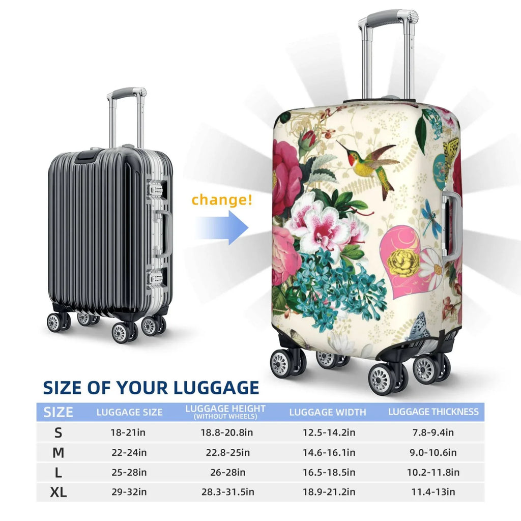Cover Suitcase Easygdp Bird with Protective Elastic Print Butterfly Hidden 18-32 and Zipper -Medium inch Washable Rose Fits Luggage