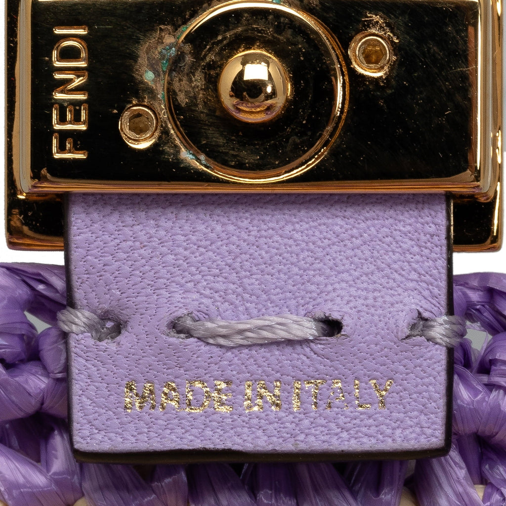 (Good) Material Authenticated Bag Raffia Fendi Crossbody Baguette Pico Pre-Owned Purple Intreccio Unisex Natural