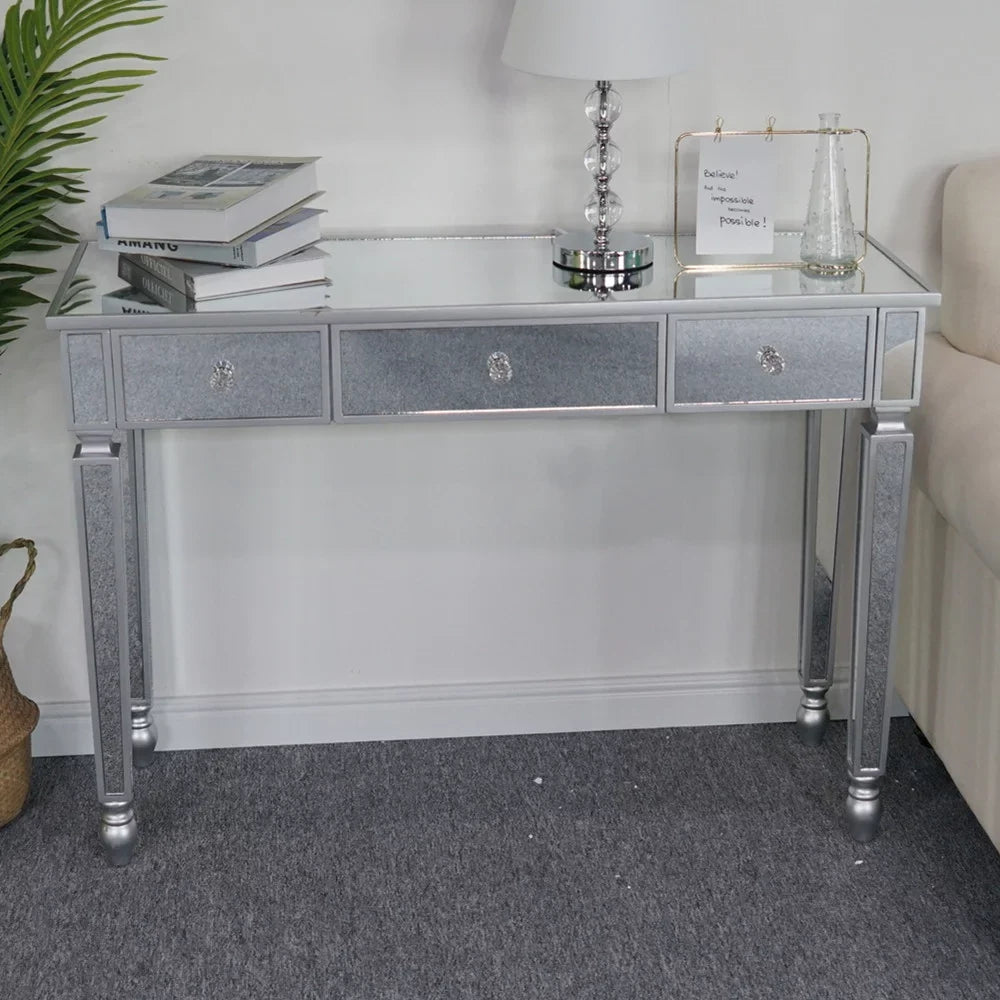 Table Mirror Console Drawers Dressing Three Table Table