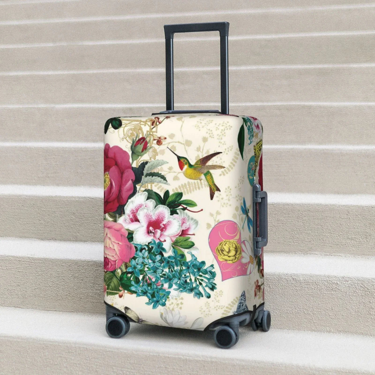 Cover Suitcase Easygdp Bird with Protective Elastic Print Butterfly Hidden 18-32 and Zipper -Medium inch Washable Rose Fits Luggage