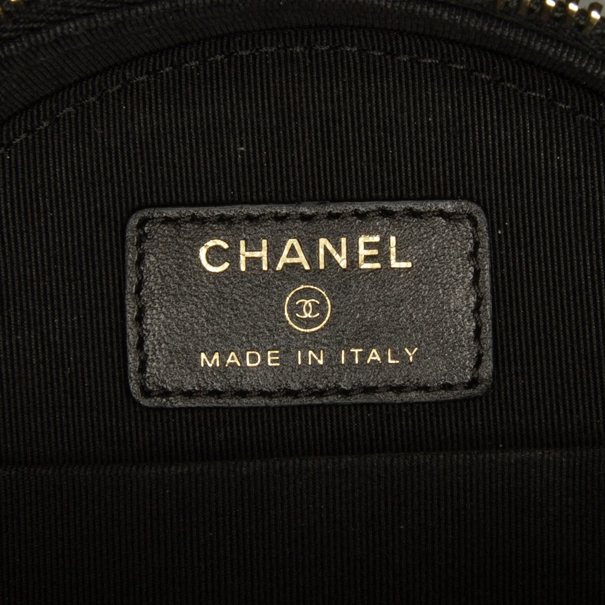 Bag Unisex Pre-Owned Leather Charms Lucky (Good) Chanel Lambskin Round Authenticated Black Crossbody