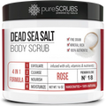 FREE pureSCRUBS Organic Organic Essential Exfoliating BODY - Pure Sea Mini SCRUB Set Spoon, Infused & Wooden Salt Scrub Organic Premium & Nutrients Oils - Soap 16oz + Dead ROSE Body Loofah Bar Large