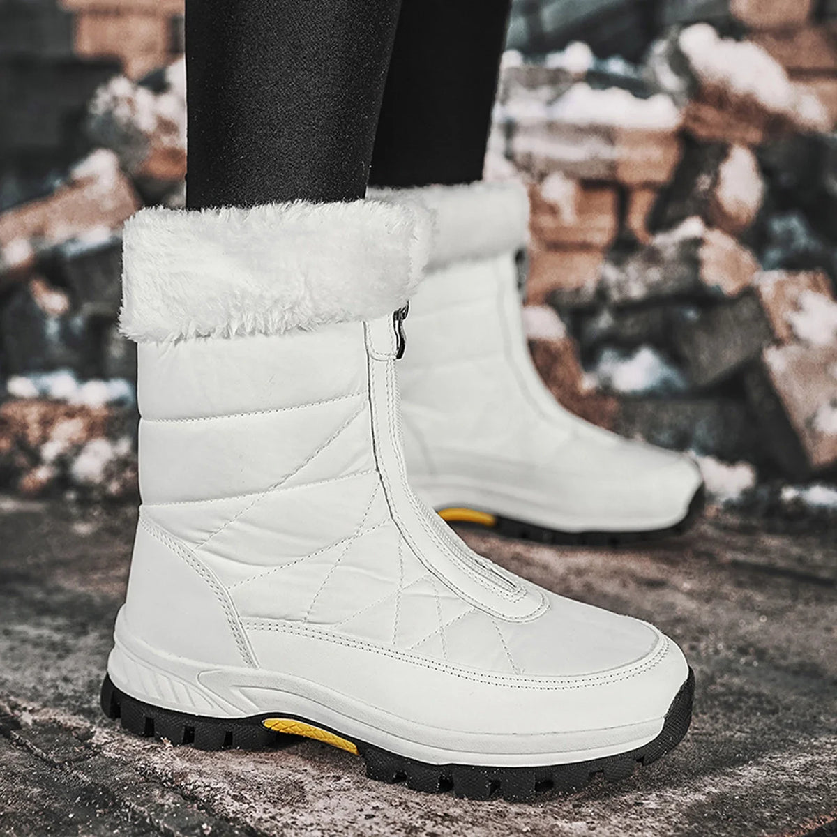Women Proof Mid Flat Winter Warm Shoes Keep Snow Boots Comfortable Fashion Zipper Boots Water